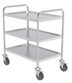 Service trolley with 3 plain shelves, 500x600x960