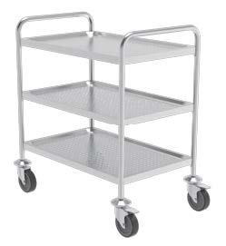 Service trolley with 3 perforated shelves, 600x900x960