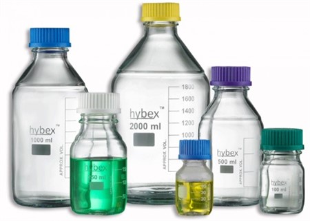 hybex™ Media storage bottle, 2000ml with standard (GL45) blue cap, 5/p