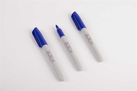 DOTCH® Puru® Marker, permanent ink, blue, double bagged, HDPE