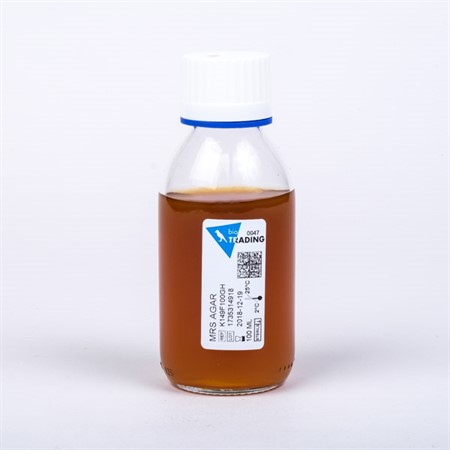 MRS agar 100 ml in 125 ml bottle - white screw cap