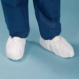 Non skid Shoe cover PE Polyethylene, 75µ, white, with non skid coating